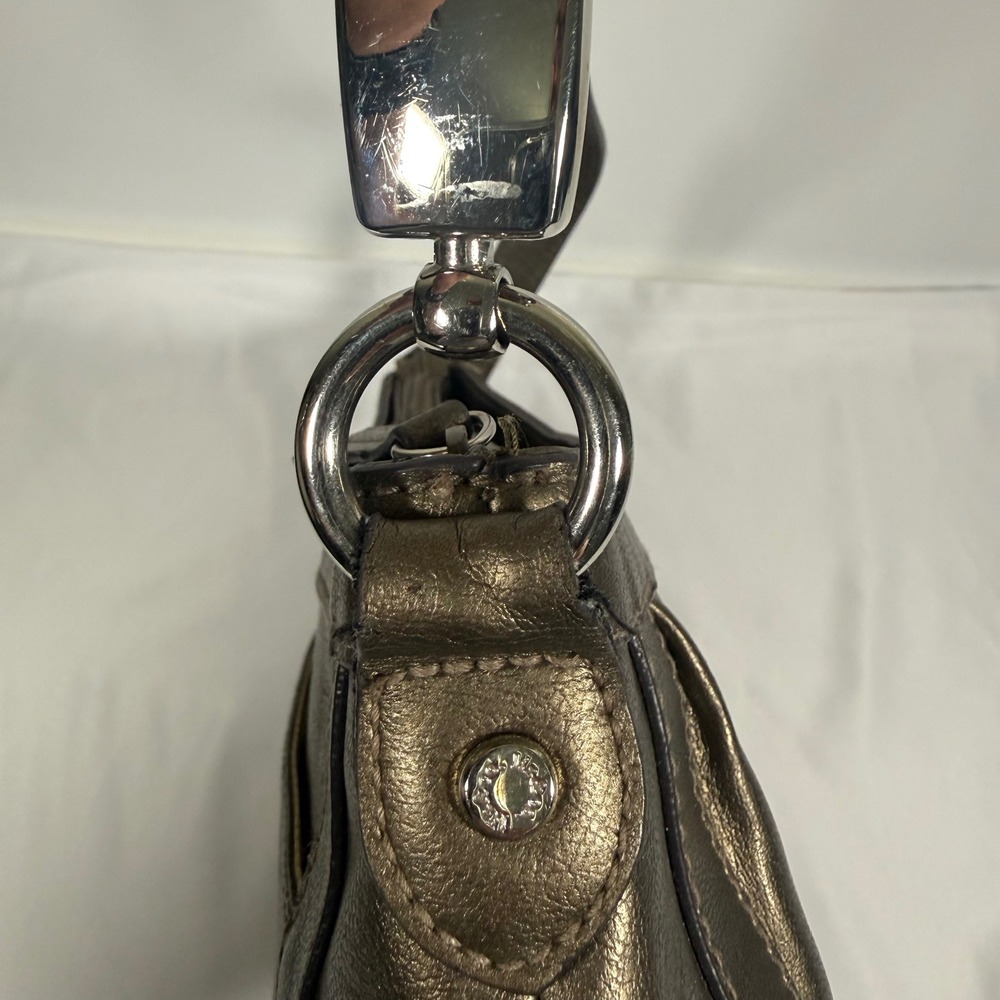 Liz & Co Shoulder Bag Womens Medium Bronze Metallic Faux Leather Y2K Satchel - Picture 4 of 14